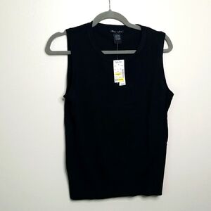 Audrey and Grace Black Sleeveless Scoop Neck Top Large NWT